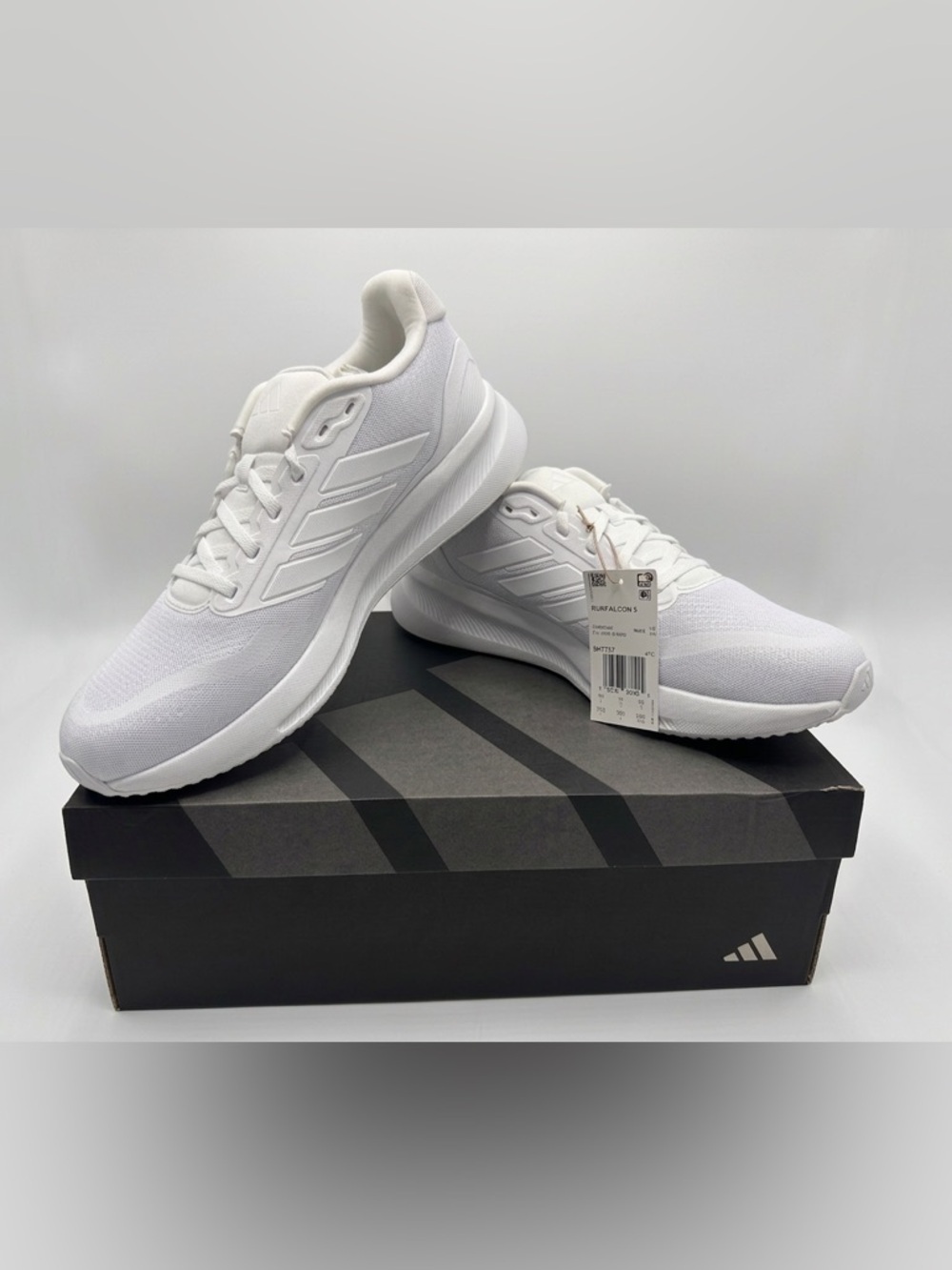 Adidas All White Running Shoes Men’s Size 11.5 Lightweight Sneakers New - Picture 2 of 6